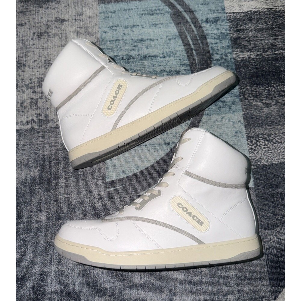 NEW Coach Men's Lace Up White Leather High Top Sneakers Size 12D Men’s